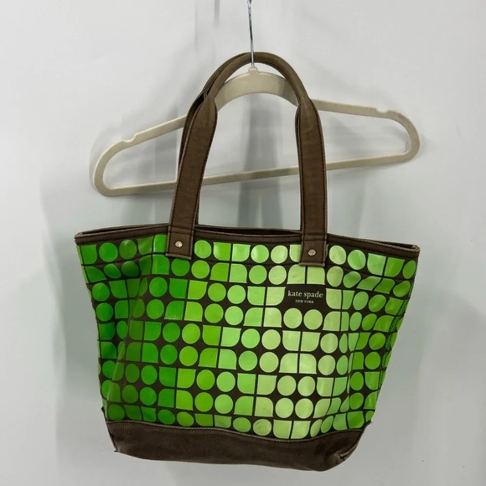 Kate, spade canvas, hombre tote in green